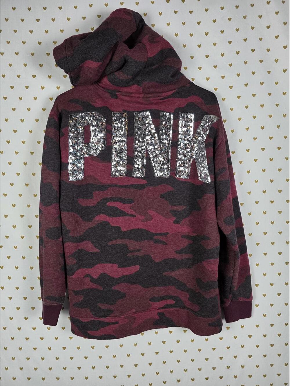Victorias Secret Pink Bling Sherpa Pullover Hoodie Sequined Sweater XS